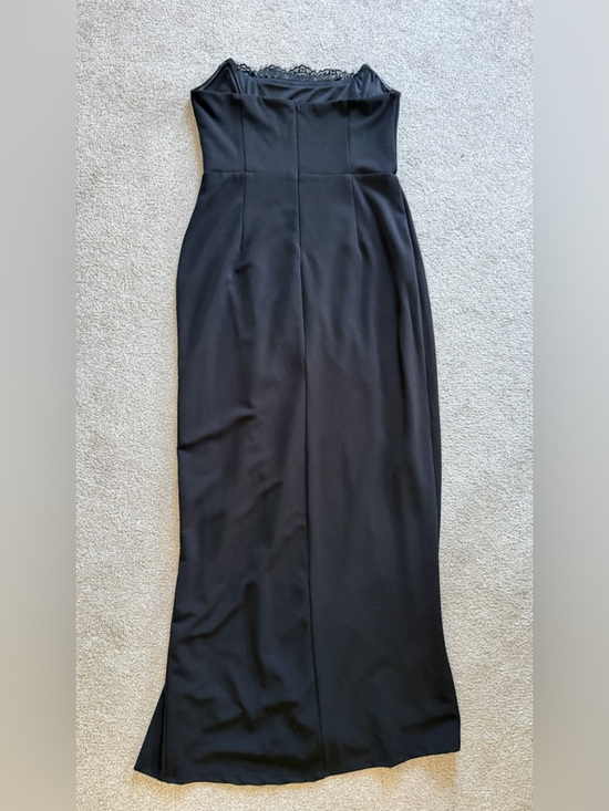 NWT Strapless Black Evening Gown with Lace Trim Neckline and Slit XL - Picture 6 of 9